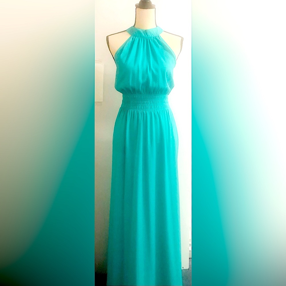 NWT Elegant Teal Halter Maxi Dress